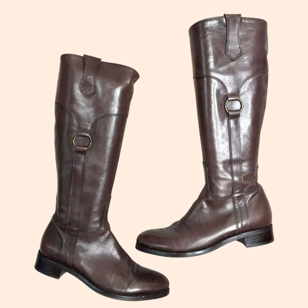 AGL Vintage Brown Leather Riding Boots